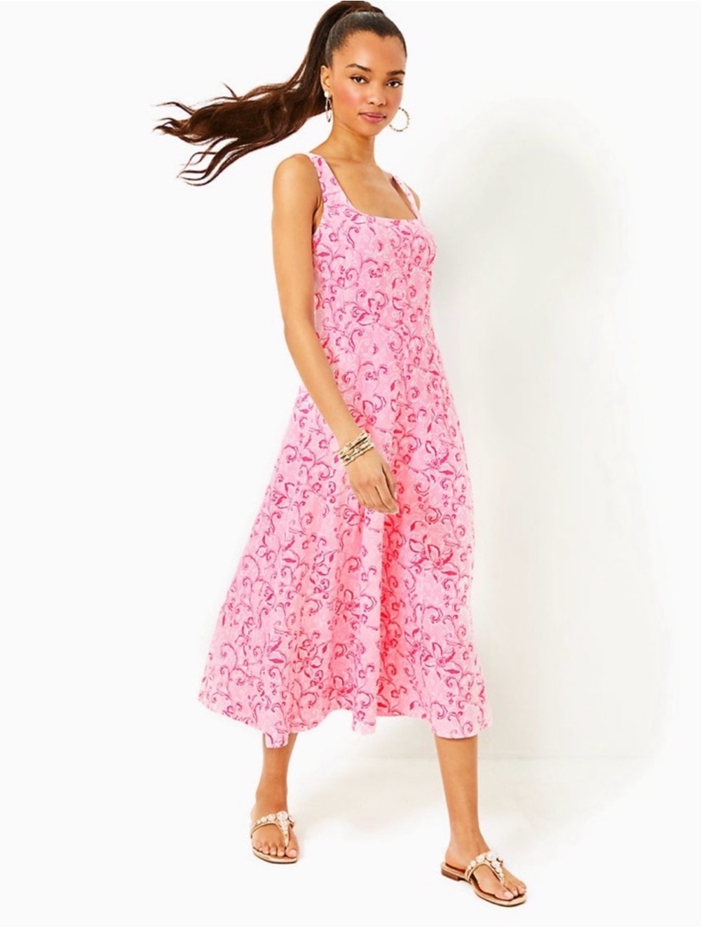 Lilly Pulitzer Calina Linen Midi Dress Size 8 New with tags